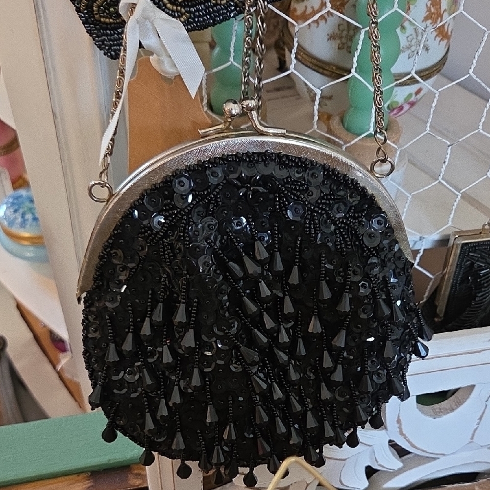 Elegant Black Sequin Evening Bag